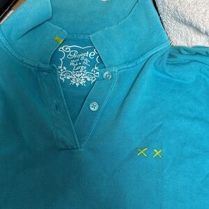 Project E Turquoise Polo with Yellow Detail